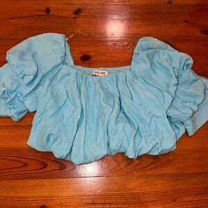 DO+BE Light Blue Ruffled Blouse